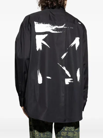 Off-white Graphic Print Shirt Chest Pocket In Black