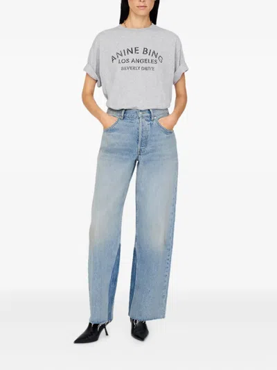 Anine Bing Cohen Tee Los Angeles Stancil Woman Grey In Gray