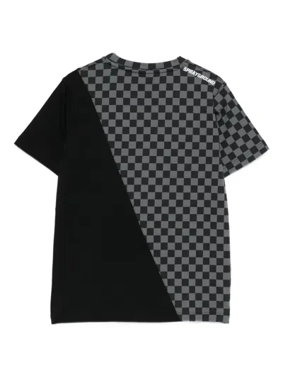 Sprayground Kid Checkerboard-pattern T-shirt In Black