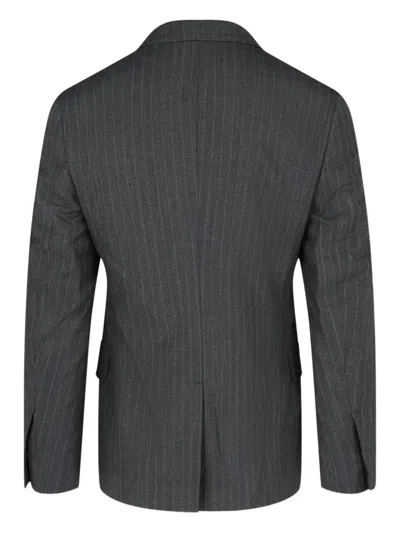 Ferragamo Pinstripe Buttoned Jacket In Multi