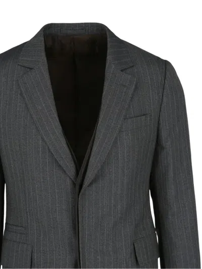 Ferragamo Pinstripe Buttoned Jacket In Multi
