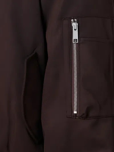 Entire Studios Dark Brown Zip-up Bomber Jacket In Wool In Brown