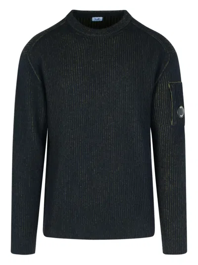 C.p. Company Knitwear Crew Neck In Fleece Knit In Black