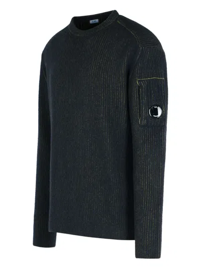 C.p. Company Knitwear Crew Neck In Fleece Knit In Black