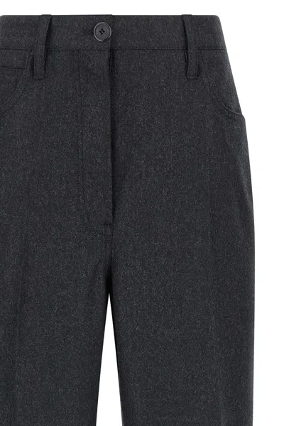 Prada Triangle-patch Pleat-detailed Trousers In Gray