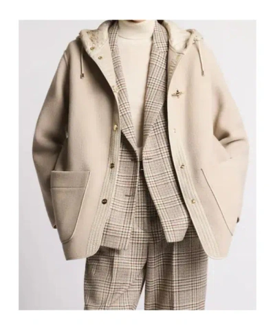 Fay Hooded Jacket With Drawstring And Pockets In Neutral