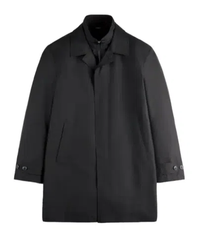 Fay Morning Coat In Technical Poplin In Black