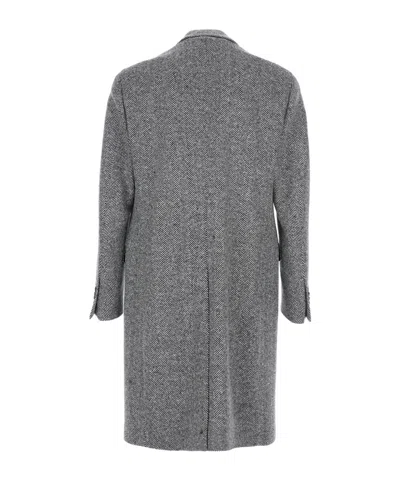 Lardini Grey Single-breasted Coat With Classic Lapels In Wool Man In Gray