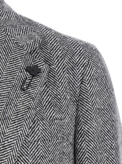 Lardini Grey Single-breasted Coat With Classic Lapels In Wool Man In Gray