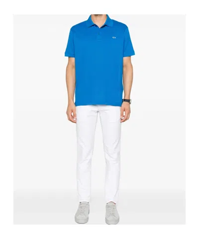 Paul & Shark Short-sleeved Cotton Polo Shirt For Casual Style In Blue