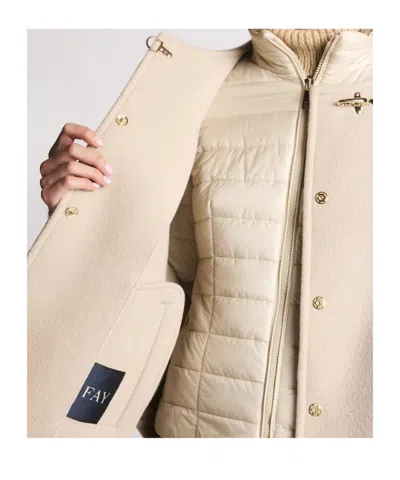 Fay Detachable Double Quilted Cape With Zip In Neutral