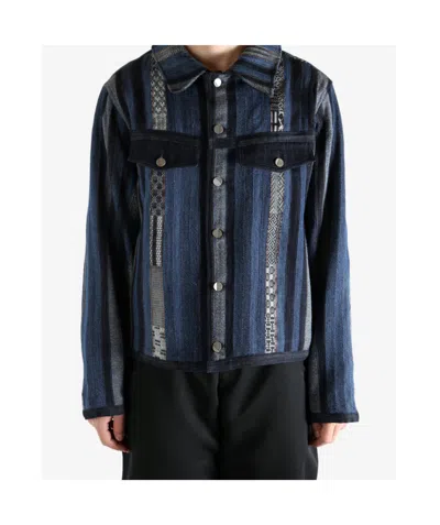 Ader Error Striped Pocket Jacket In Blue