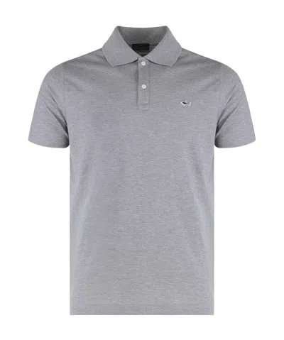 Paul & Shark Short-sleeved Cotton Polo Shirt For Casual Style In Gray