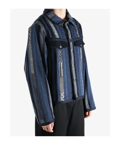 Ader Error Striped Pocket Jacket In Blue
