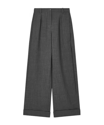 Emporio Armani Wool Casual Pants In Gray