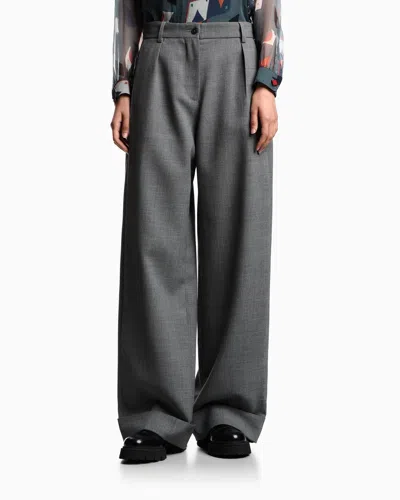 Emporio Armani Wool Casual Pants In Gray
