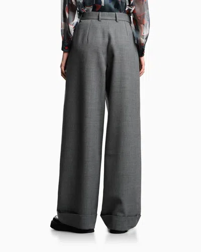 Emporio Armani Wool Casual Pants In Gray