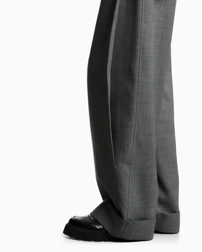 Emporio Armani Wool Casual Pants In Gray