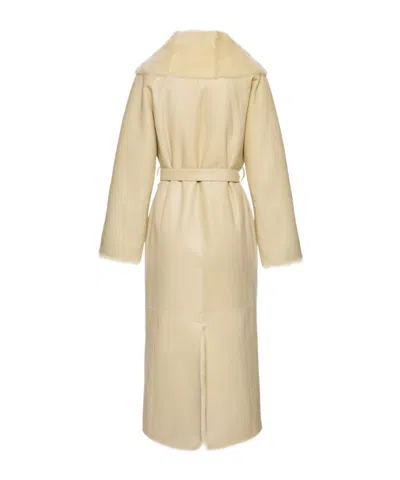 Magda Butrym Reversible Shearling Wrap Coat In Cream In Neutral