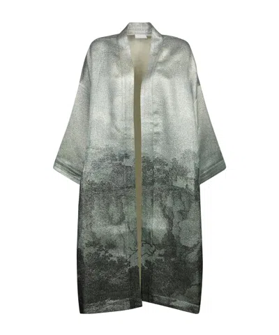 Pierre-louis Mascia Abstract-print Open-front Jacket In Gray