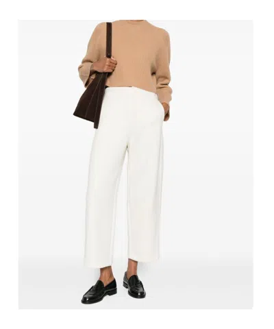 Max Mara Cropped Palazzo Trousers In White