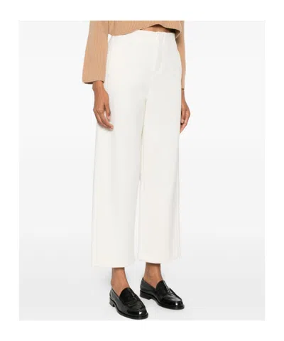 Max Mara Cropped Palazzo Trousers In White