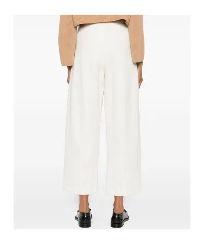 Max Mara Cropped Palazzo Trousers In White