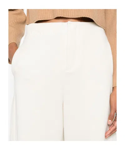 Max Mara Cropped Palazzo Trousers In White