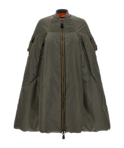 Junya Watanabe Oversized Bomber Style Cape Jacket In Gray