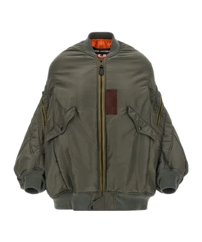 Junya Watanabe Lightweight Nylon Jacket With High Collar And Streamlined Silhouette In Green