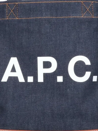 Apc A.p.c. Axel Small Denim Tote Bag In Blue