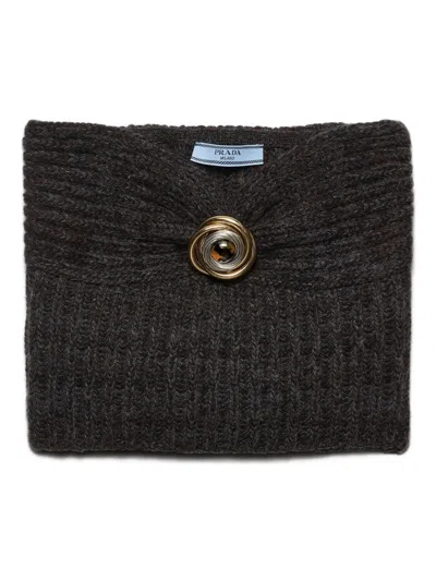 Prada Wool And Cashmere Bandeau Top With Brooch In Black