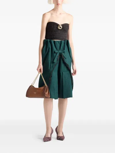 Prada Wool And Cashmere Bandeau Top With Brooch In Black