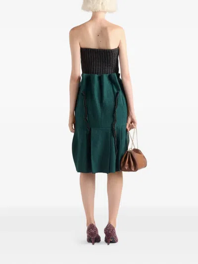 Prada Wool And Cashmere Bandeau Top With Brooch In Black