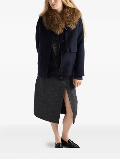 Prada Buttoned Reversible Jacket In Blue