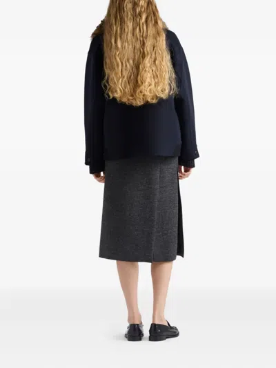 Prada Buttoned Reversible Jacket In Blue