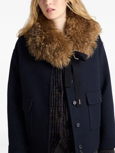 Prada Buttoned Reversible Jacket In Blue