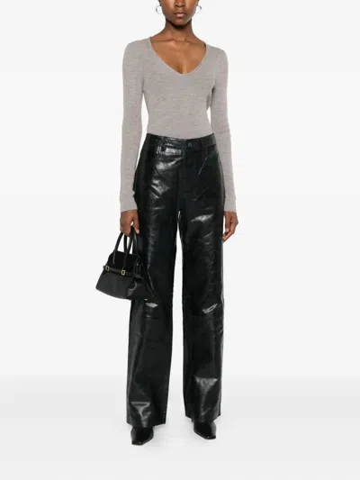 Herskind V-neck Ribbed Sweater In Brown