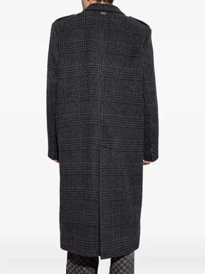 Misbhv Checked Double-breasted Coat In Black