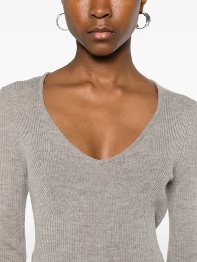 Herskind V-neck Ribbed Sweater In Brown