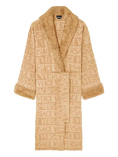 LOGO提花抓绒边饰睡袍