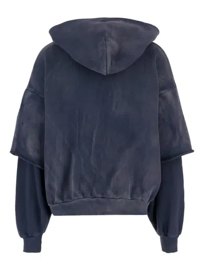 Cultura Oversized Cotton Hooded Sweatshirt In Blue