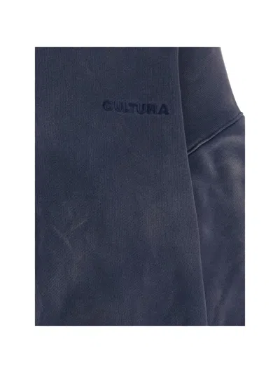 Cultura Oversized Cotton Hooded Sweatshirt In Blue
