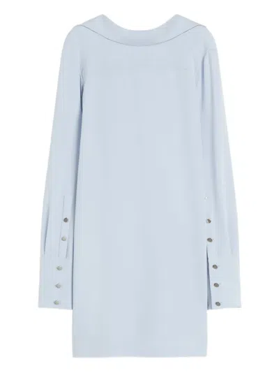 Max Mara Buttoned Silk-blend Dress In Blue