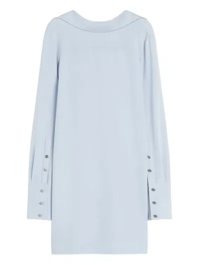 Max Mara Buttoned Silk-blend Dress In Blue