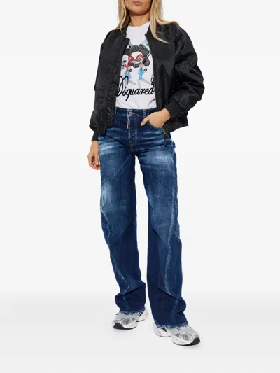 Dsquared2 D2 Twisted Distressed Jeans In Blue