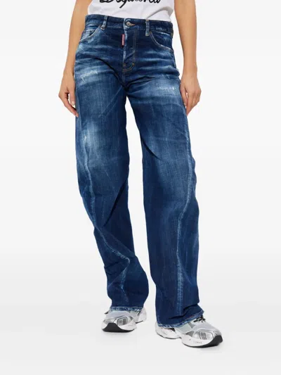 Dsquared2 D2 Twisted Distressed Jeans In Blue