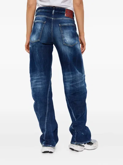 Dsquared2 D2 Twisted Distressed Jeans In Blue