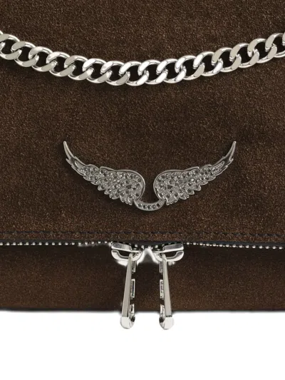 Zadig & Voltaire Womens Rock Ii Leather Clutch Wood In Brown