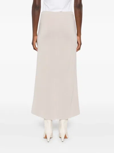 背面开衩中长半身裙